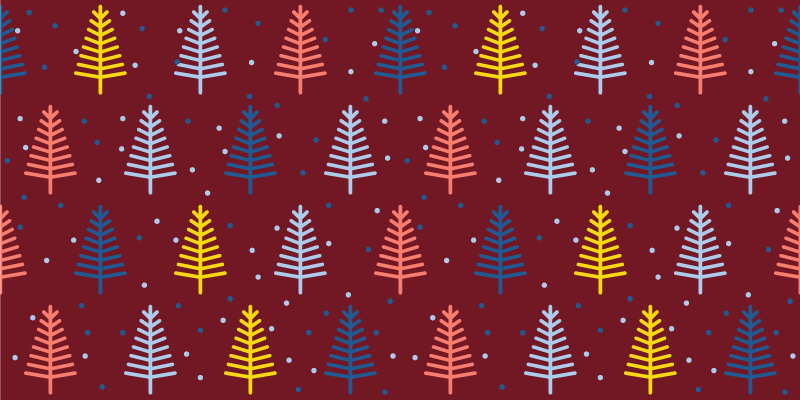 Christmas vinyl rug with colorful pine tree design - TenStickers