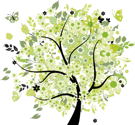Floral vinyl rug green spring tree - TenStickers