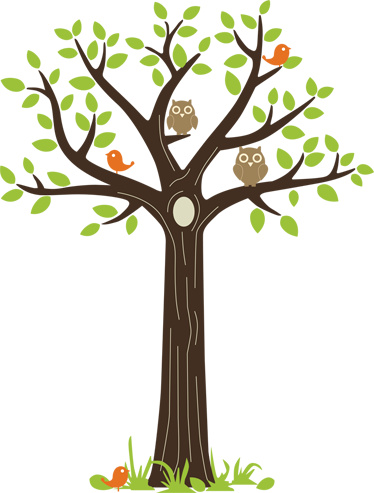Owls and trees floral vinyl rug - TenStickers