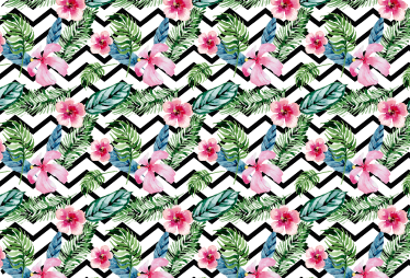 Floral vinyl rug in green tropical zigzag pattern - TenStickers
