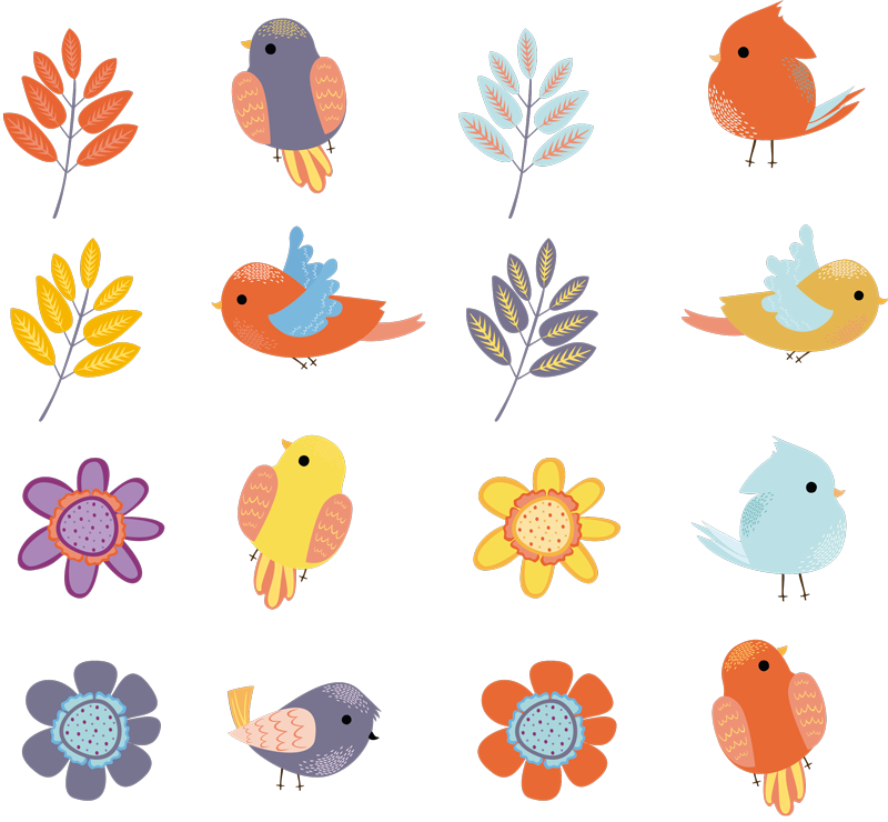 Floral vinyl rug spring birds set - TenStickers