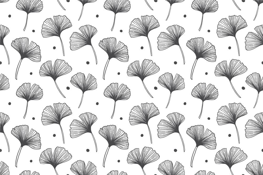 Floral vinyl rug with white ginkgo leaf pattern - TenStickers