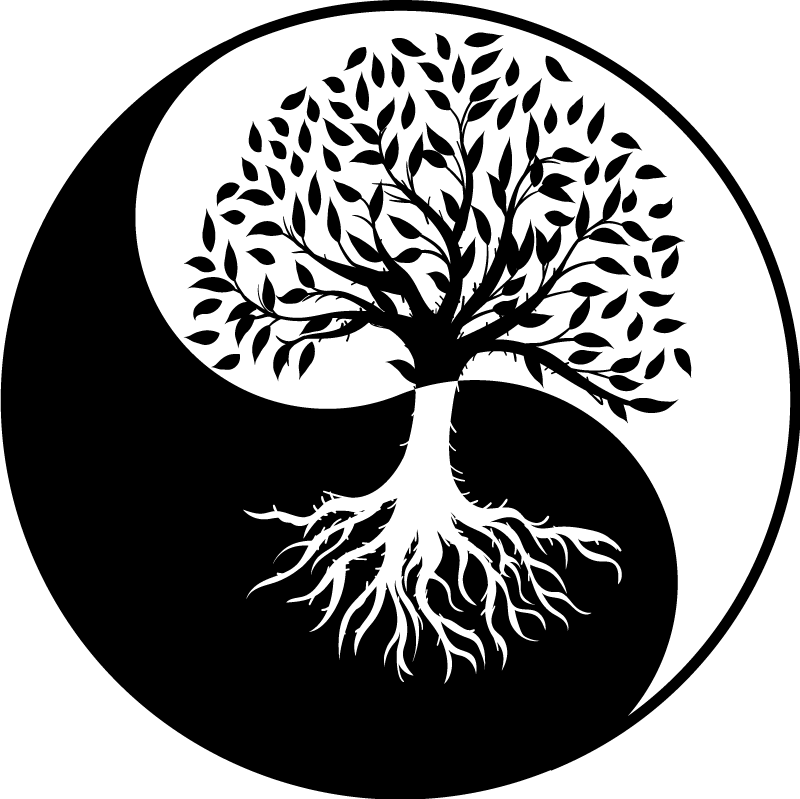 Floral vinyl rug tree of life yin yang design - TenStickers