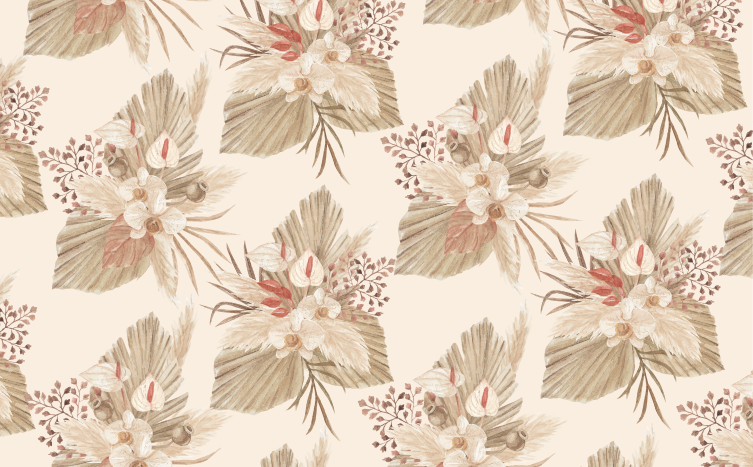 Beige dried flowers floral vinyl rug - TenStickers