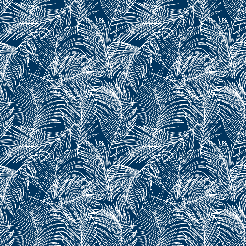 Floral vinyl rug with elegant blue leaves - TenStickers