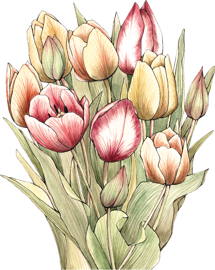 Floral vinyl rug colorful tulip bouquet - TenStickers