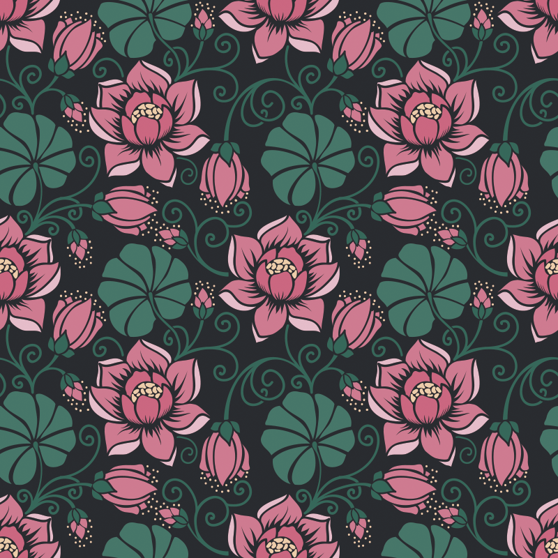 Floral vinyl rug with flowering vines design - TenStickers