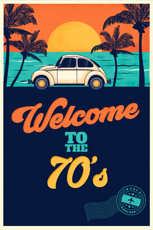Vintage vinyl rug step into the 70's vibe - TenStickers