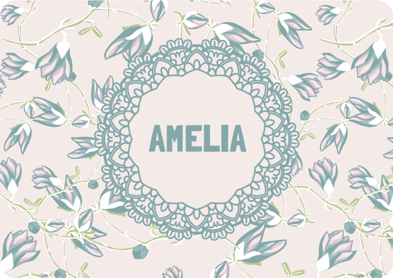 Floral vinyl rug with leaves and blooms design - TenStickers