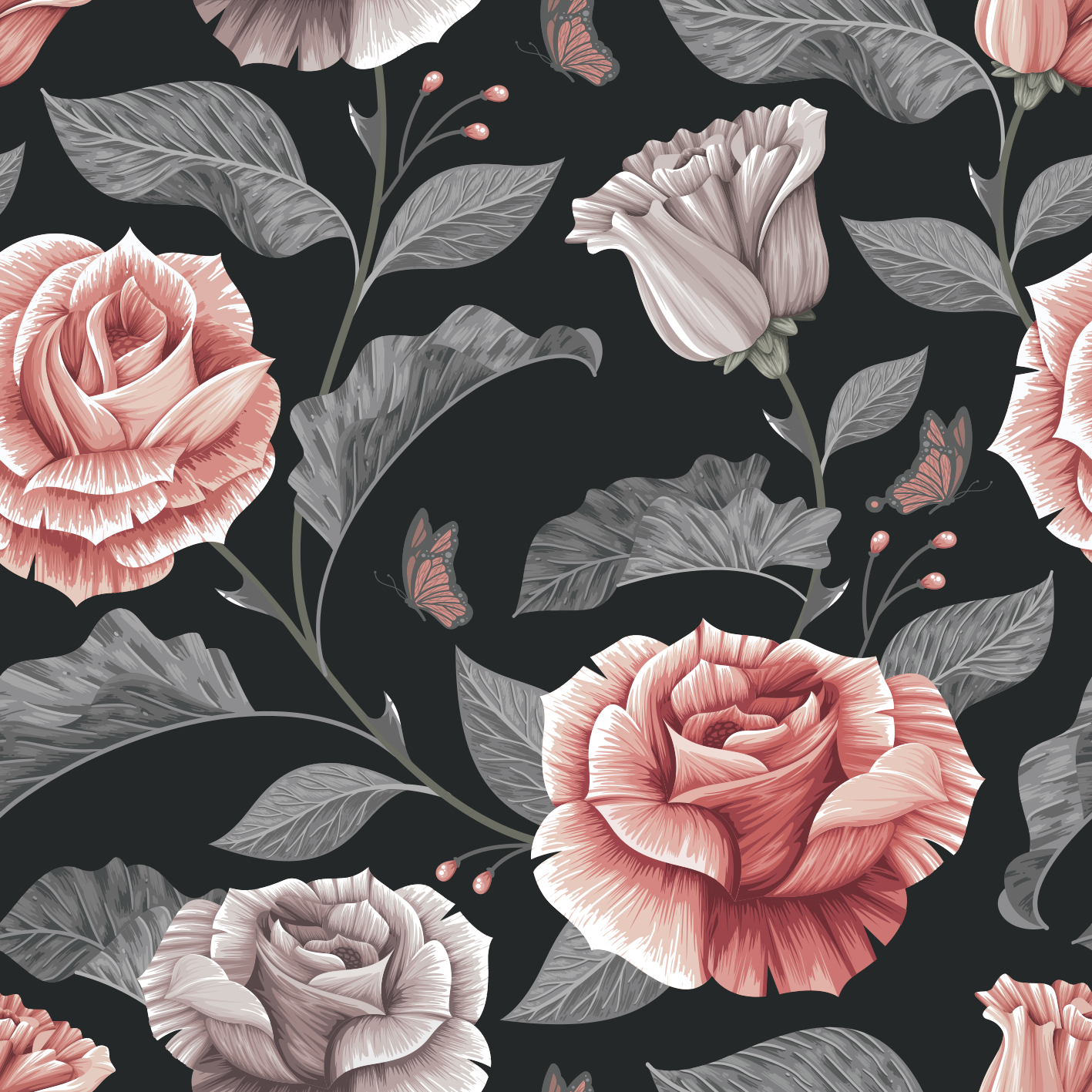 Floral vinyl rug with rose pattern - TenStickers