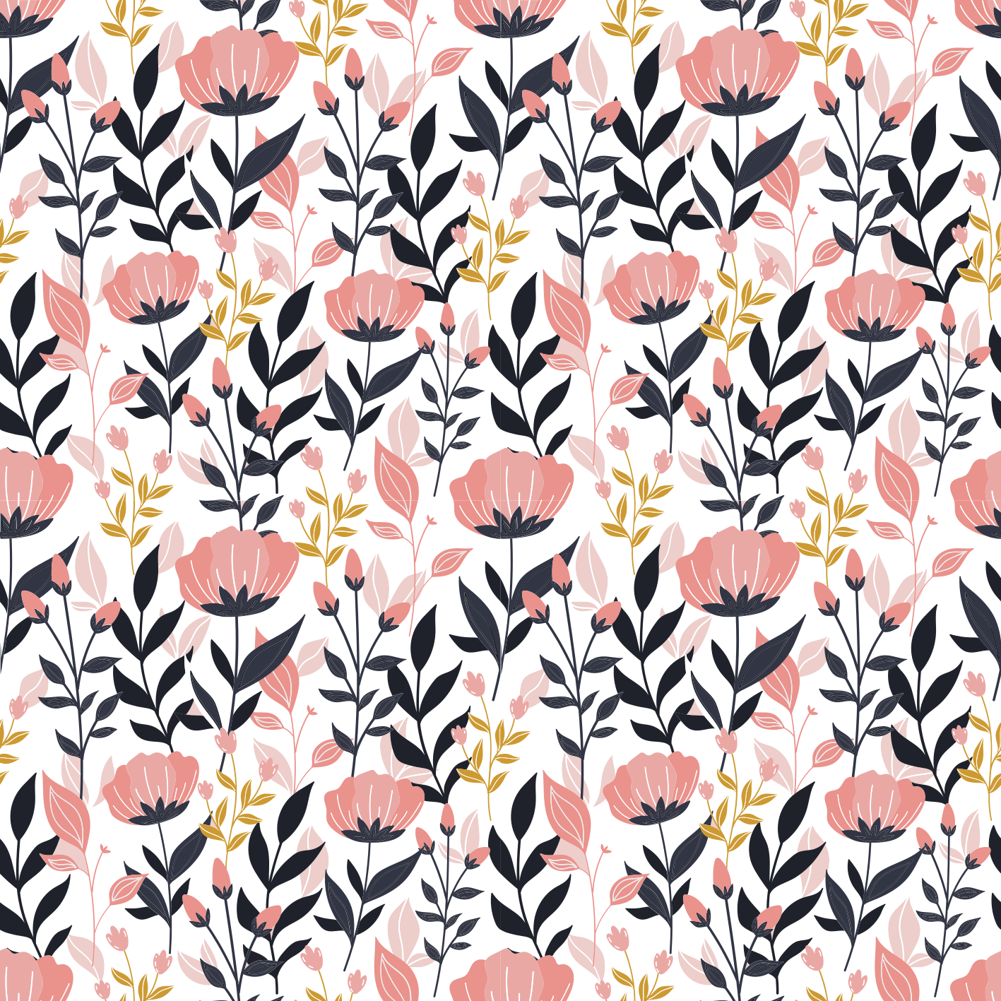 Pink flowers floral vinyl rug - TenStickers