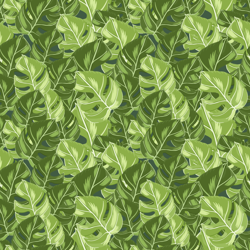 Floral vinyl rug with monstera leaf design - TenStickers
