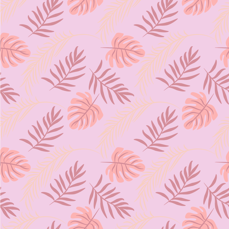 Floral vinyl rug with pink tropical leaf design - TenStickers