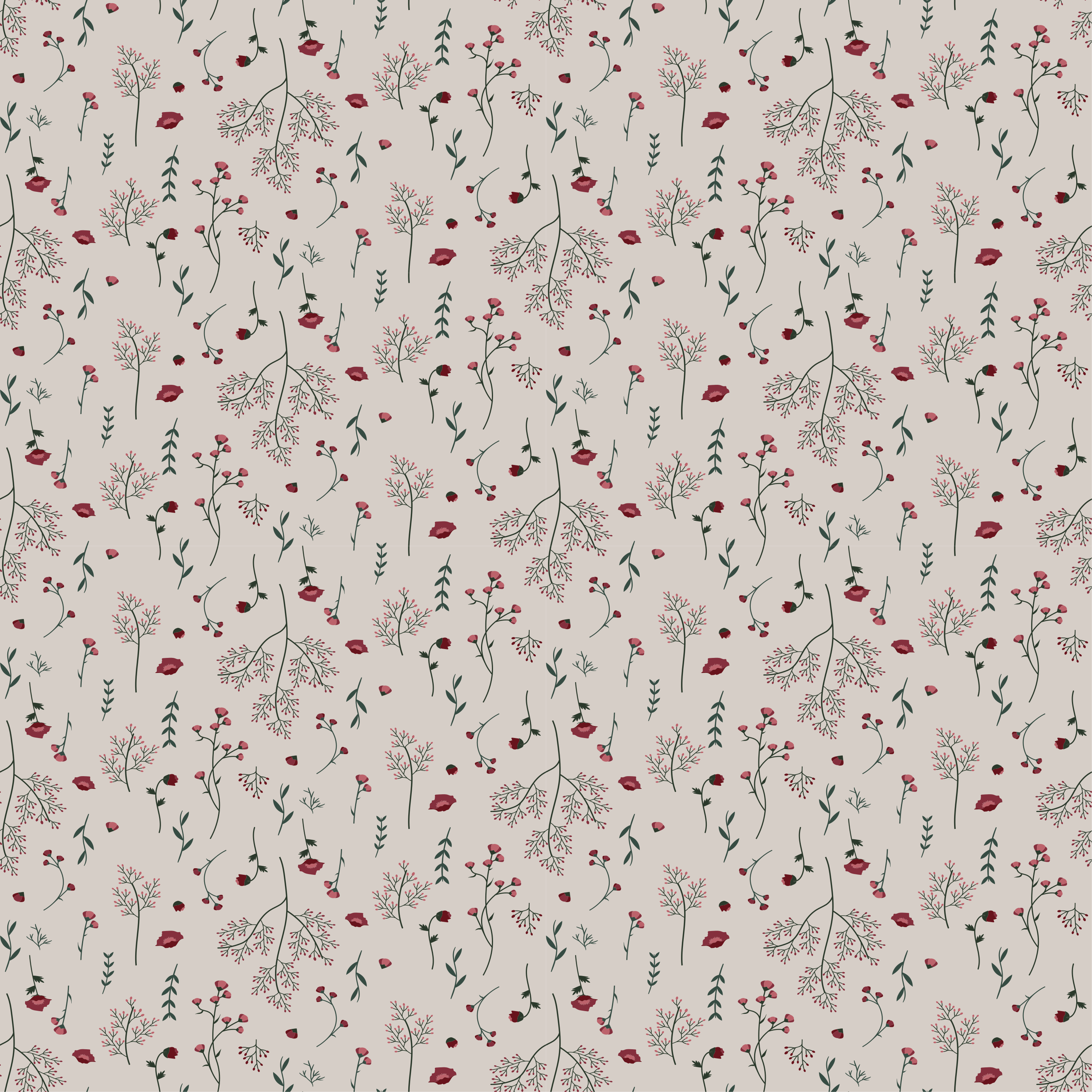Flower rug with minimalistic red floral design - TenStickers
