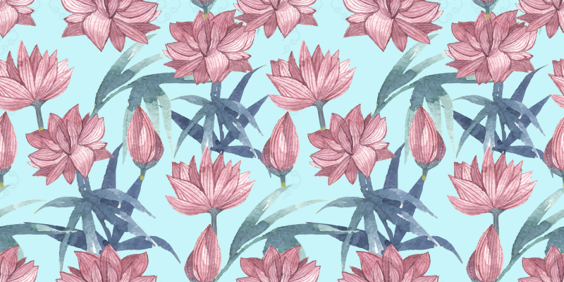 Flower rug in blue watercolour flowers - TenStickers