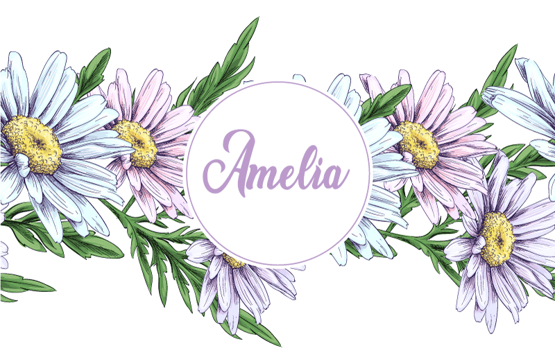 Floral vinyl rug daisy design with name - TenStickers
