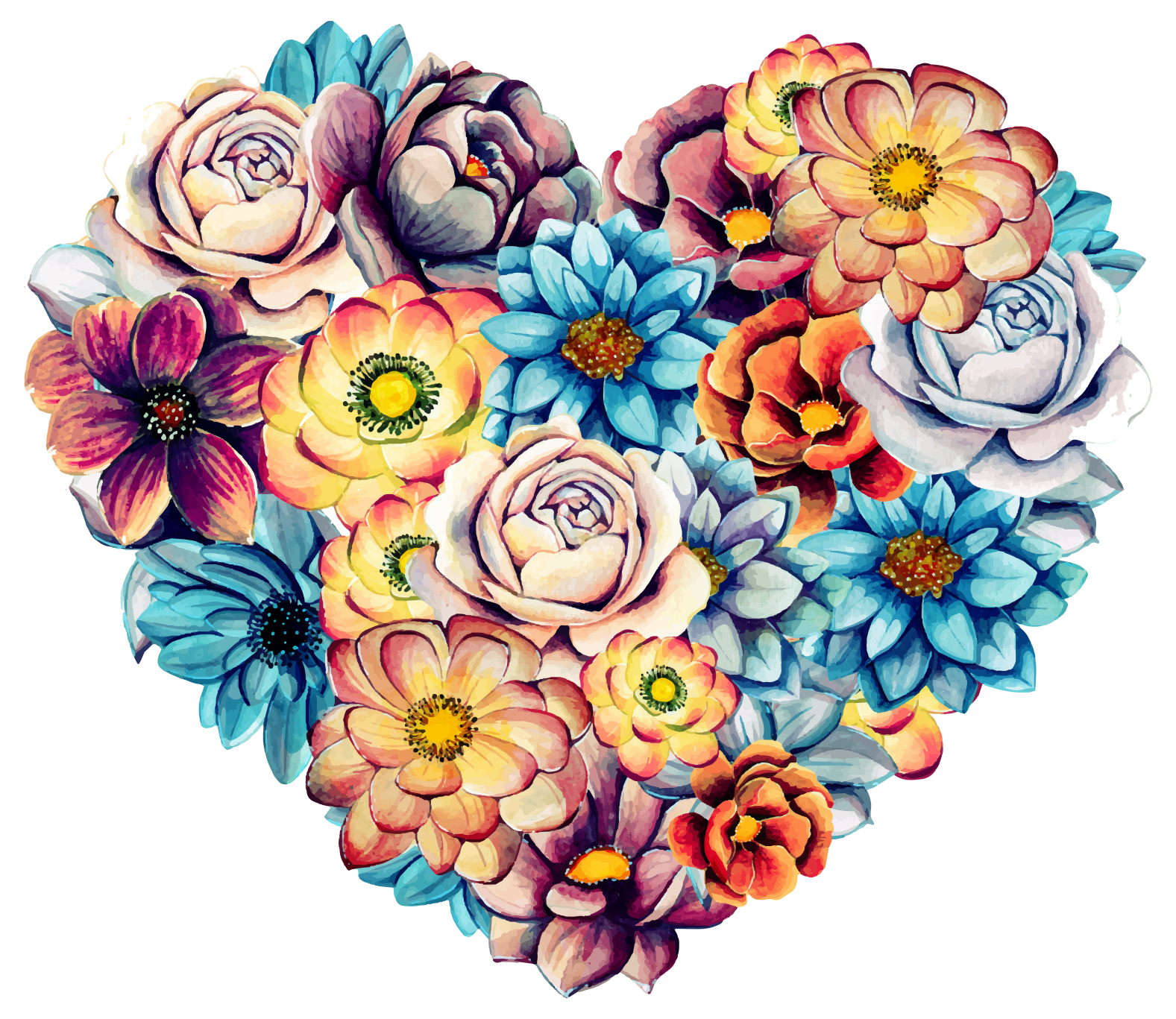 Floral vinyl rug beautiful heart of flowers - TenStickers