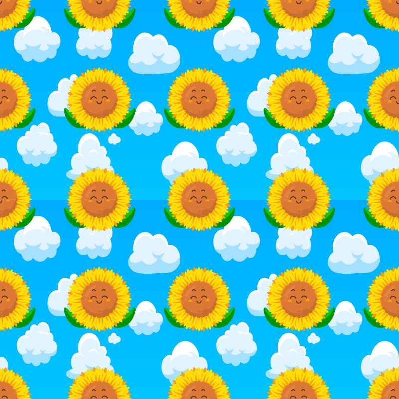 Floral vinyl rug with a cheerful yellow flower - TenStickers