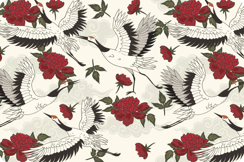 Floral vinyl rug with soothing earth tone bird design - TenStickers