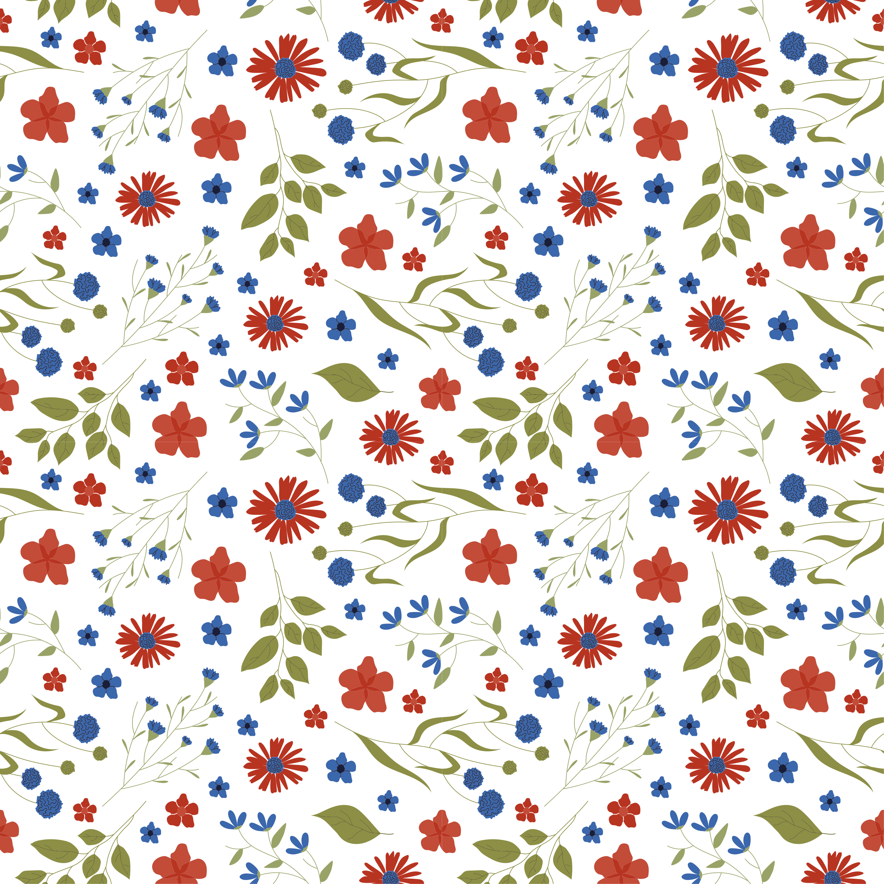 Floral vinyl rug in blue and red garden patterns - TenStickers