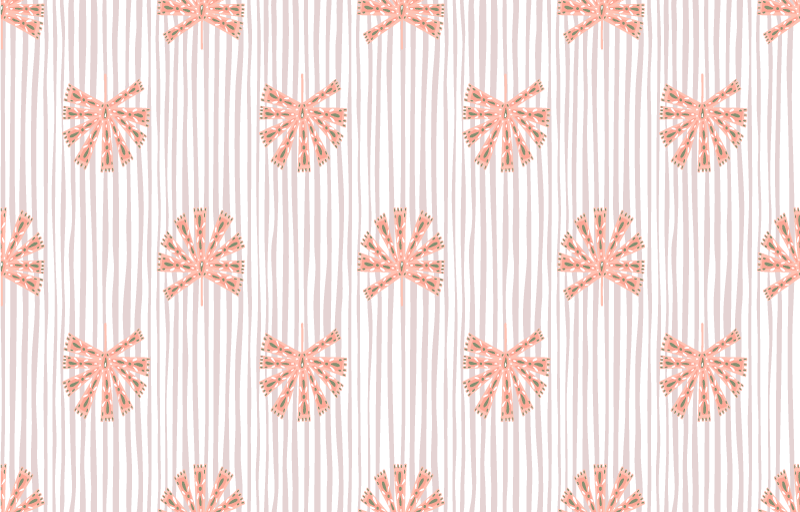 Floral vinyl rug geometric ornamental pastel pink flower - TenStickers