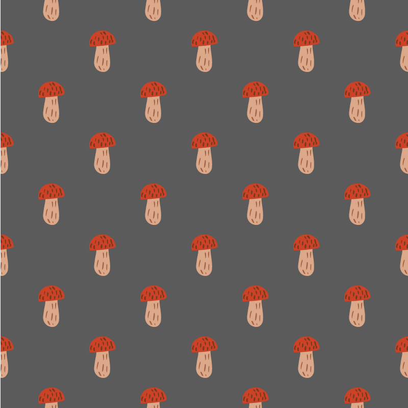 Floral vinyl rug with classic mushrooms gray background - TenStickers