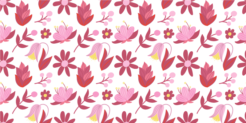 Floral vinyl rug inspired by polish folk art in red - TenStickers