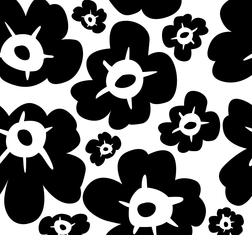 Floral vinyl rug black poppy design - TenStickers