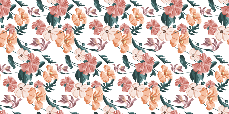 Floral vinyl rug with blooming motif design - TenStickers