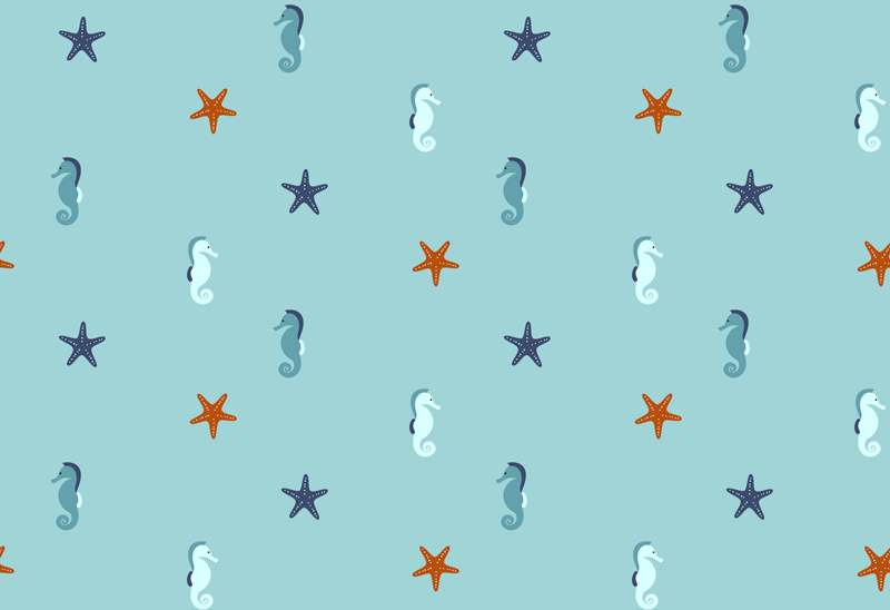 Floral vinyl rug with seahorse and starfish design - TenStickers