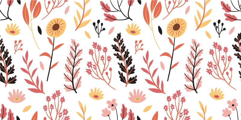 Floral vinyl rug floral motif decor - TenStickers