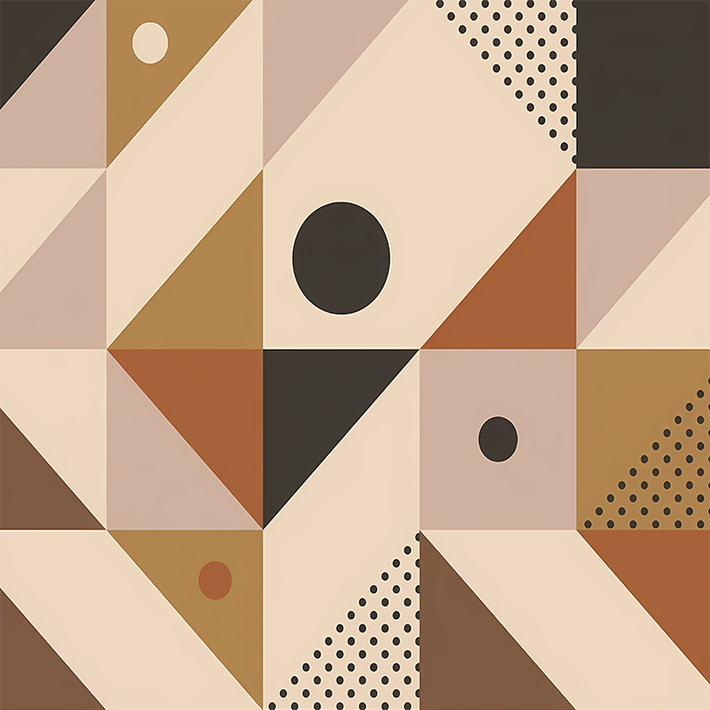 Geometric vinyl rug in brown patchwork design - TenStickers