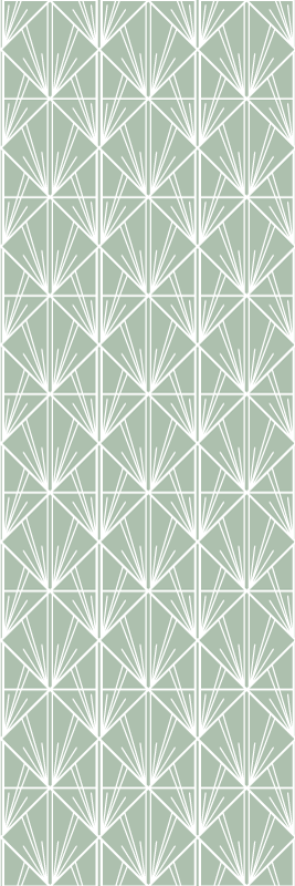 Geometric vinyl rug with modern green and white pattern - TenStickers