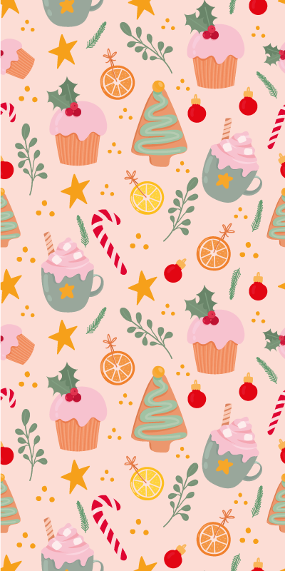 Christmas vinyl rug candy canes and christmas trees - TenStickers