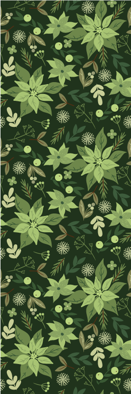 Christmas vinyl rug green floral holiday decor - TenStickers