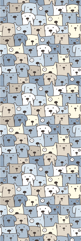 Bedroom vinyl rug with gray dog sketches - TenStickers