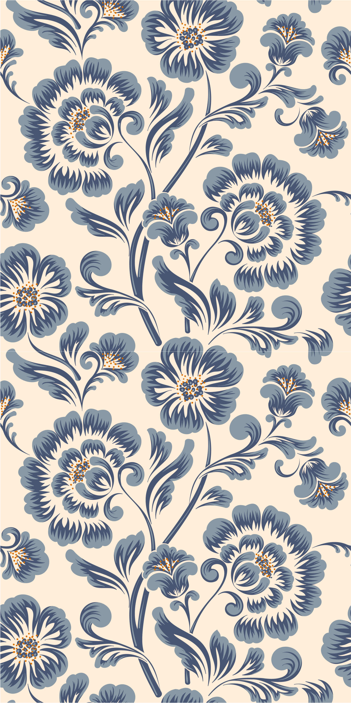 Bedroom vinyl rug in vintage blue floral style - TenStickers