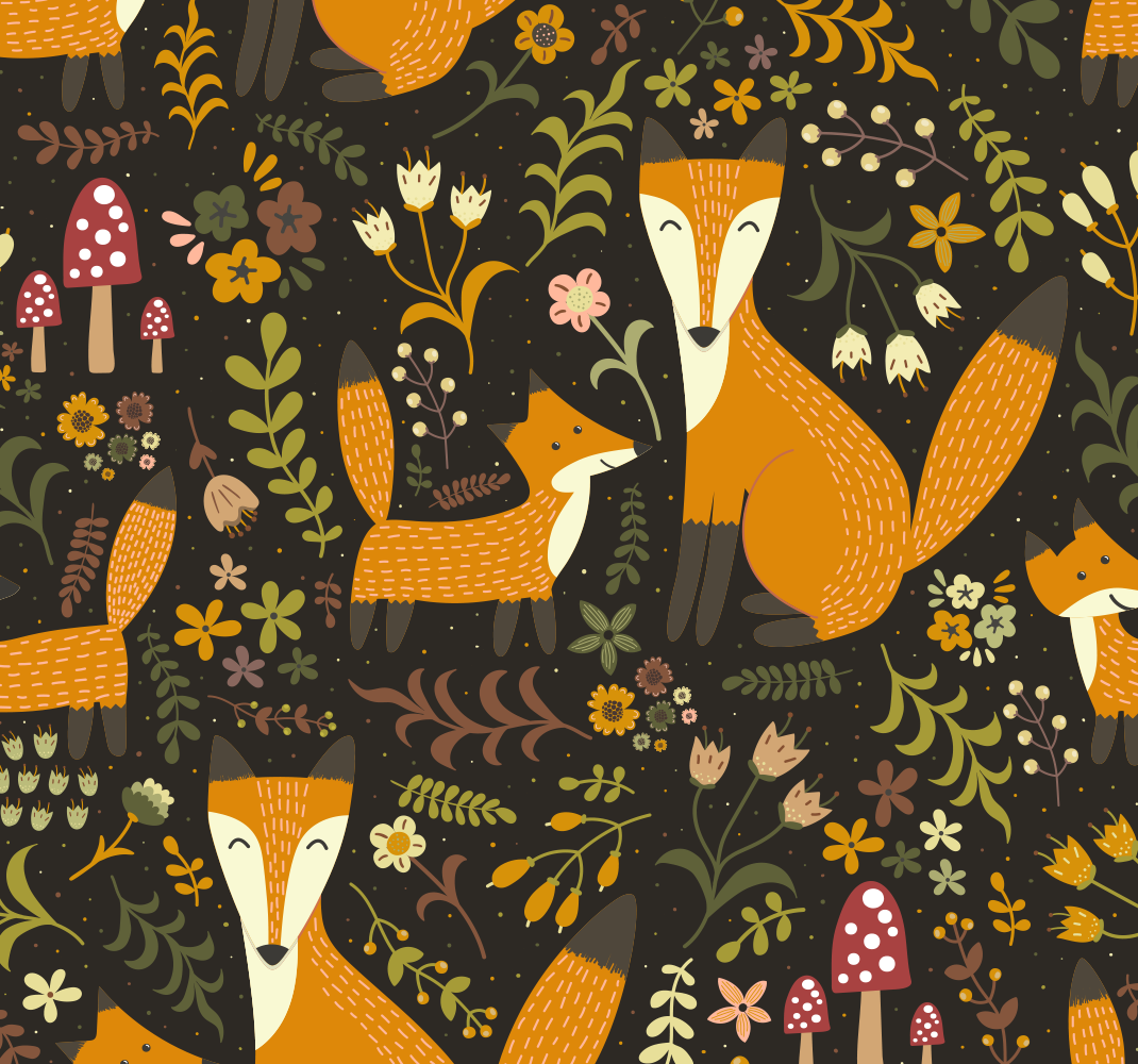 Kids vinyl rug with adorable foxes - TenStickers