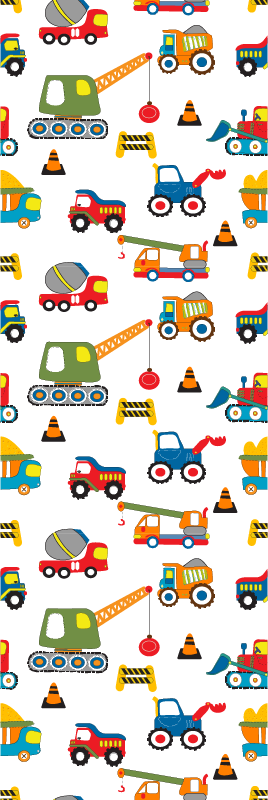Bedroom vinyl rug with cute diggers at work - TenStickers