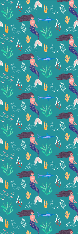 Bedroom vinyl rug with mermaids and swordfish - TenStickers
