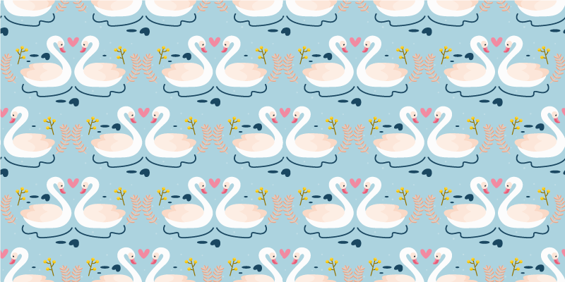 Nature vinyl rug swans in love on blue background - TenStickers