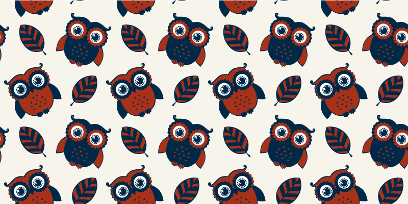 Nature vinyl rug with blue and red owl design - TenStickers