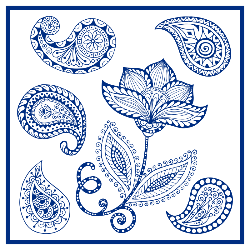 Nature vinyl rug botanical paisley design - TenStickers