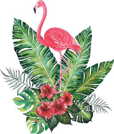 Floral vinyl rug with large tropical flamingo - TenStickers