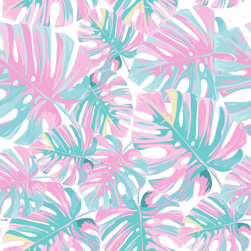 Floral vinyl rug monstera deliciosa pattern - TenStickers
