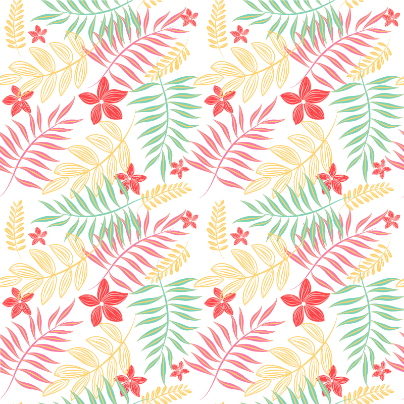Floral vinyl rug with neon leaves pattern - TenStickers