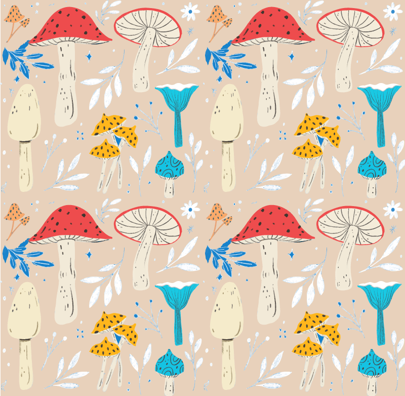 Floral vinyl rug with classic mushroom beige background - TenStickers