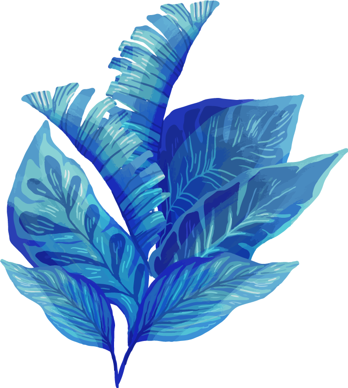 Floral vinyl rug in blue leaf arrangement - TenStickers