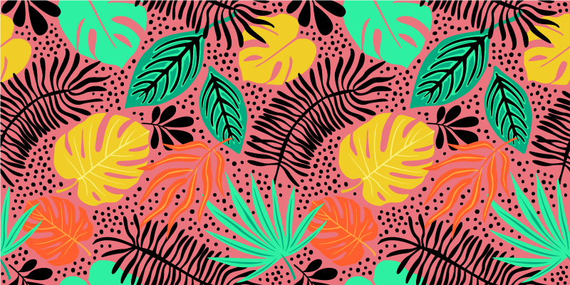 Floral vinyl rug with vibrant leaf patterns - TenStickers