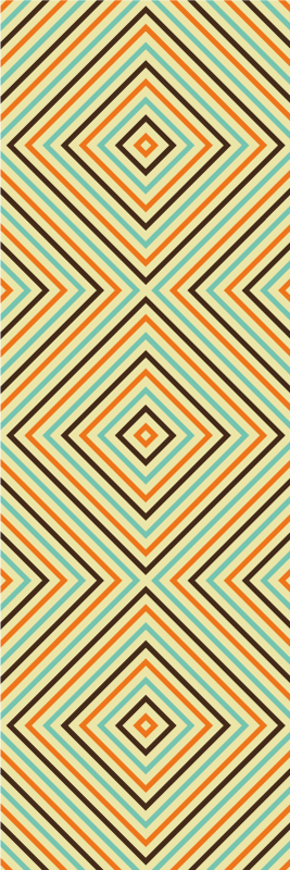 Bedroom vinyl rug in vintage orange and blue pattern - TenStickers